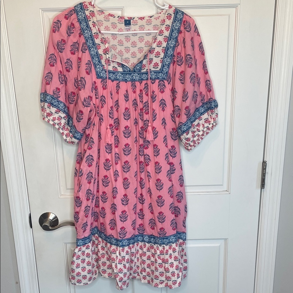 NWT Old Navy Women’s Boho Floral Dress Sz M Puff sleeve peasant coastal
